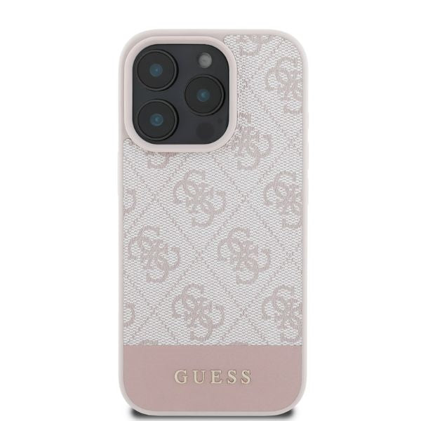 Hoes voor Apple iPhone 16 Pro, Guess, 4G Bottom Stripe, Roze