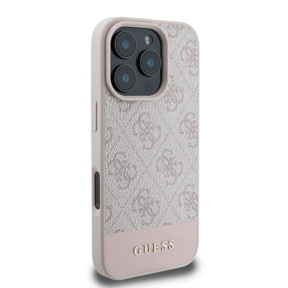 Hoes voor Apple iPhone 16 Pro, Guess, 4G Bottom Stripe, Roze