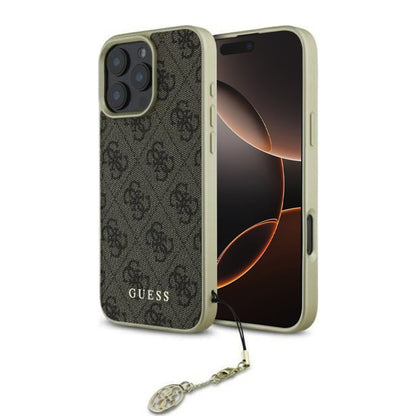 Hoes voor Apple iPhone 16 Pro, Guess, 4G Charm, Bruin