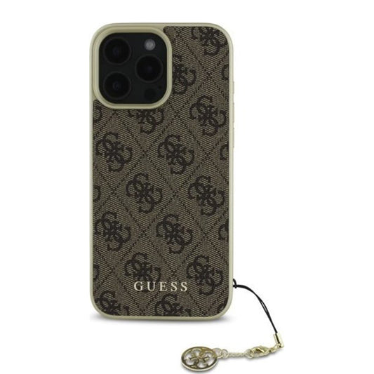 Hoes voor Apple iPhone 16 Pro, Guess, 4G Charm, Bruin