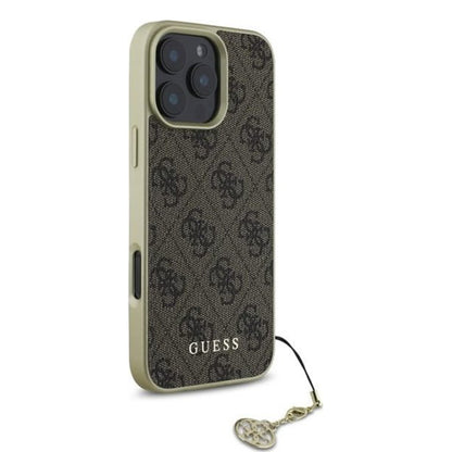 Hoes voor Apple iPhone 16 Pro, Guess, 4G Charm, Bruin