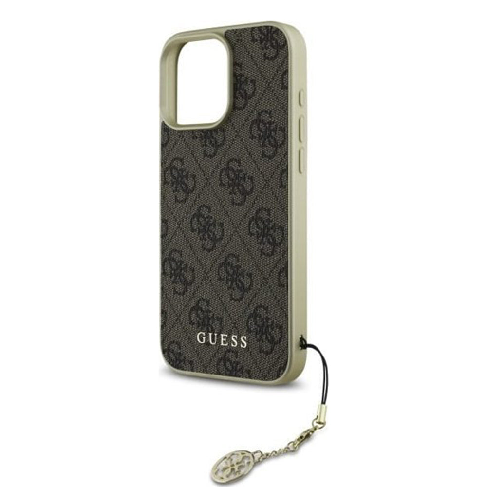 Hoes voor Apple iPhone 16 Pro, Guess, 4G Charm, Bruin