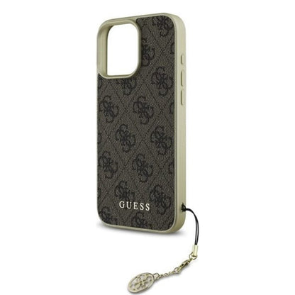 Hoes voor Apple iPhone 16 Pro, Guess, 4G Charm, Bruin