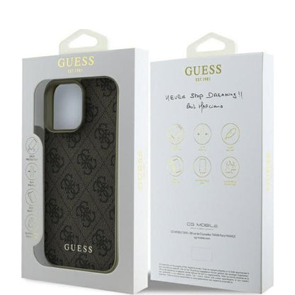 Hoes voor Apple iPhone 16 Pro, Guess, 4G Charm, Bruin