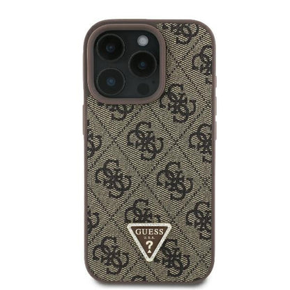 Hoes voor Apple iPhone 16 Pro, Guess, 4G Triangle Strass, Bruin