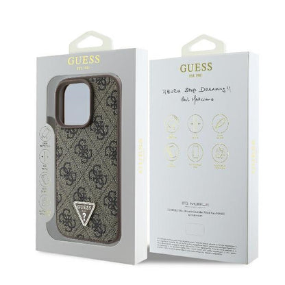 Hoes voor Apple iPhone 16 Pro, Guess, 4G Triangle Strass, Bruin