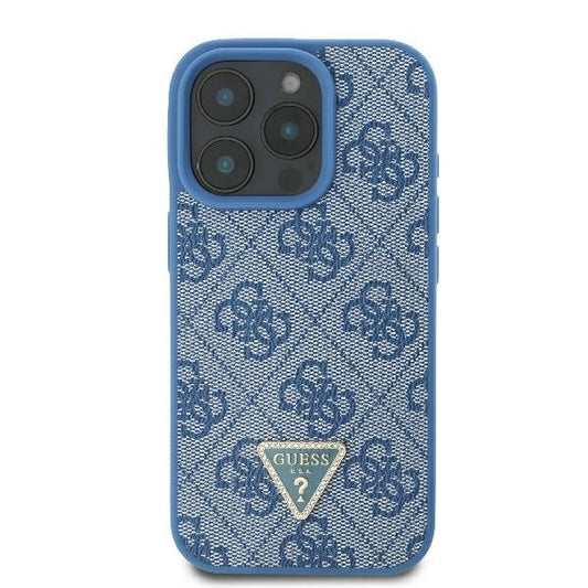 Hoes voor Apple iPhone 16 Pro, Guess, Crossbody 4G Triangle Strass, Blauw