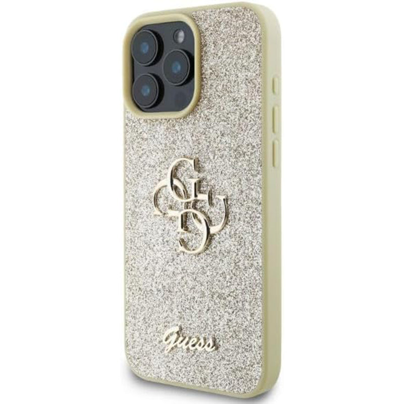 Hoes voor Apple iPhone 16 Pro, Guess, Fixed Glitter Big 4G, Goud