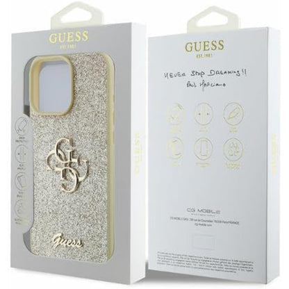 Hoes voor Apple iPhone 16 Pro, Guess, Fixed Glitter Big 4G, Goud