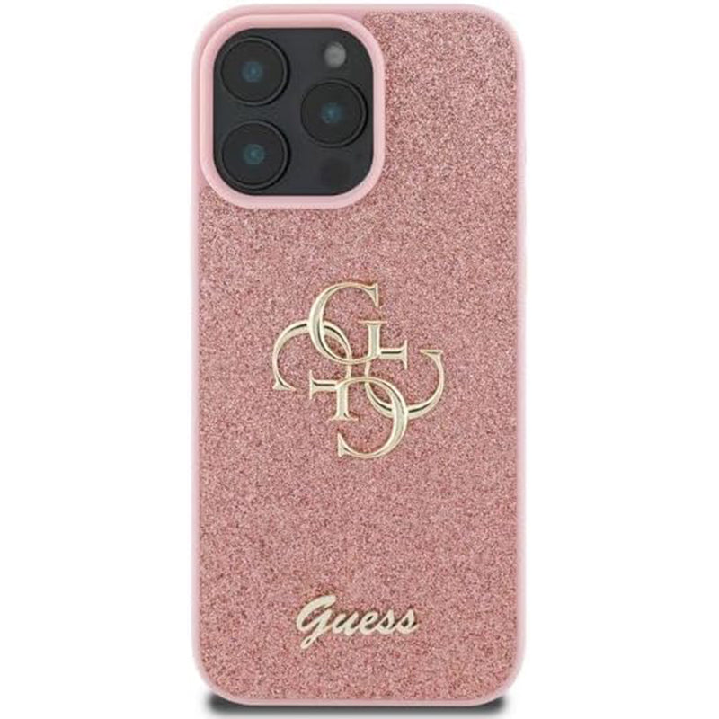 Hoes voor Apple iPhone 16 Pro, Guess, Fixed Glitter Big 4G, Roze