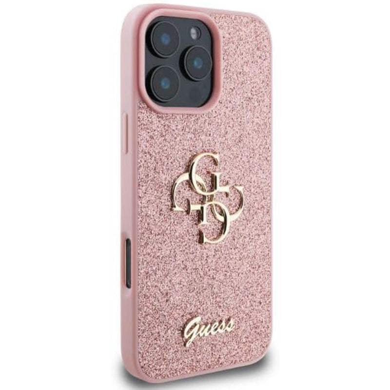 Hoes voor Apple iPhone 16 Pro, Guess, Fixed Glitter Big 4G, Roze