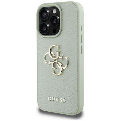 Hoes voor Apple iPhone 16 Pro, Guess, Grained Big 4G Logo Small Classic Logo, Groen