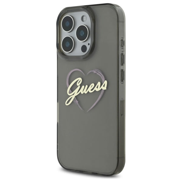 Hoesje voor Apple iPhone 16 Pro, Guess, IML Heart, Zwart