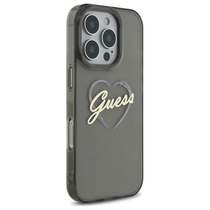 Hoesje voor Apple iPhone 16 Pro, Guess, IML Heart, Zwart