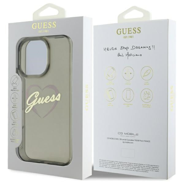 Hoesje voor Apple iPhone 16 Pro, Guess, IML Heart, Zwart