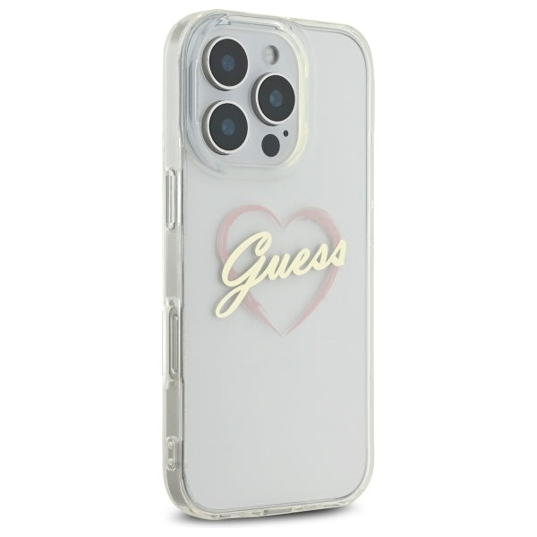 Hoesje voor Apple iPhone 16 Pro, Guess, IML Heart, Transparant