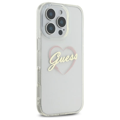 Hoesje voor Apple iPhone 16 Pro, Guess, IML Heart, Transparant