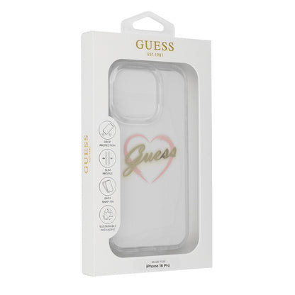 Hoesje voor Apple iPhone 16 Pro, Guess, IML Heart, Transparant