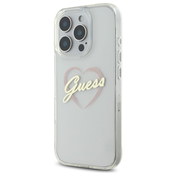 Hoesje voor Apple iPhone 16 Pro, Guess, IML Heart, Transparant