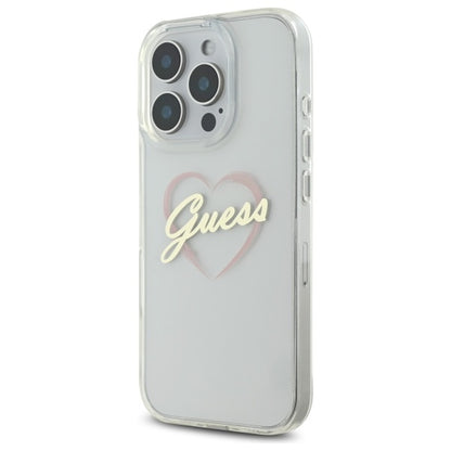 Hoesje voor Apple iPhone 16 Pro, Guess, IML Heart, Transparant