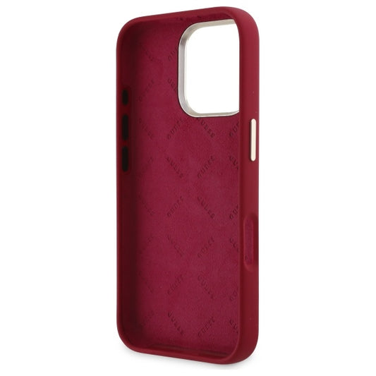 Hoes voor Apple iPhone 16 Pro, Guess, Script Metal Logo, Roze