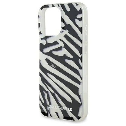 Hoes voor Apple iPhone 16 Pro, Karl Lagerfeld, IML Luxury Zebra Pattern met Band, Zwart