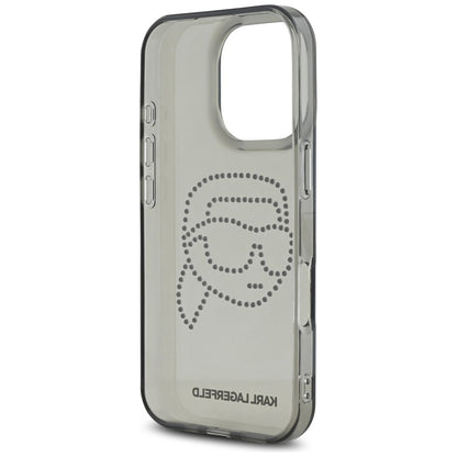 Hoes voor Apple iPhone 16 Pro, Karl Lagerfeld, IML Rhinestones Karl's Head, Zwart