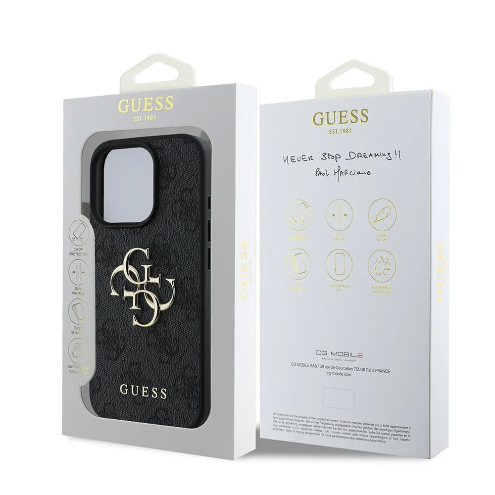 Hoes voor Apple iPhone 16 Pro Max, Guess, 4G Big Logo, Zwart