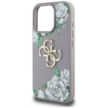 Hoes voor Apple iPhone 16 Pro Max, Guess, 4G Grained Roses Big Logo, Paars