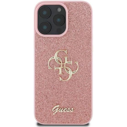 Hoes voor Apple iPhone 16 Pro Max, Guess, Fixed Glitter Big 4G, Roze