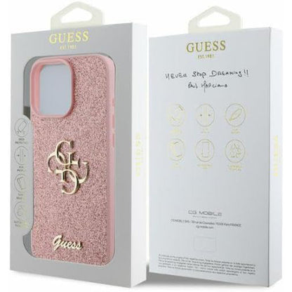 Hoes voor Apple iPhone 16 Pro Max, Guess, Fixed Glitter Big 4G, Roze