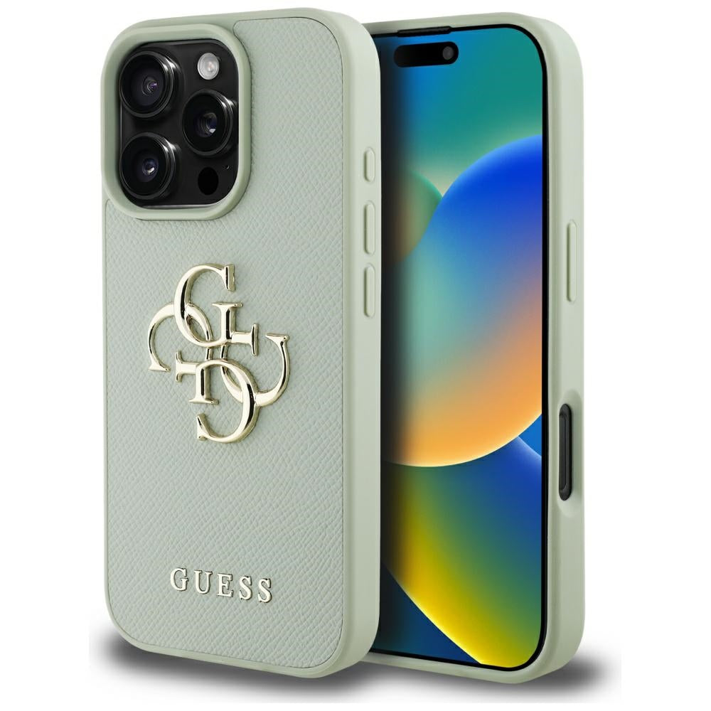Hoes voor Apple iPhone 16 Pro Max, Guess, Grained Big 4G Logo Small Classic Logo, Groen