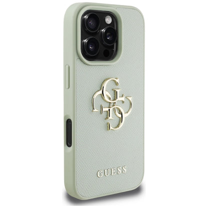 Hoes voor Apple iPhone 16 Pro Max, Guess, Grained Big 4G Logo Small Classic Logo, Groen