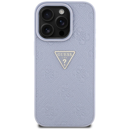 Hoes voor Apple iPhone 16 Pro Max, Guess, Hot Stamp 4G Pattern Triangle Logo, Lichtpaars