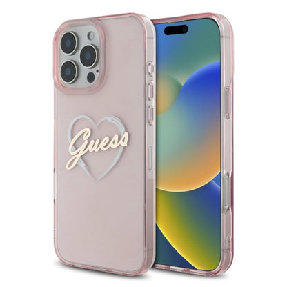 Hoesje voor Apple iPhone 16 Pro Max, Guess, IML Heart, Roze