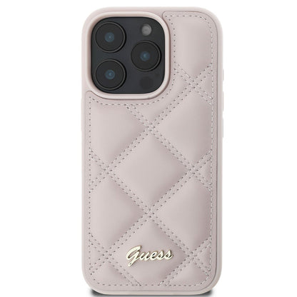Hoes voor Apple iPhone 16 Pro Max, Guess, Quilted Metal Logo, Roze