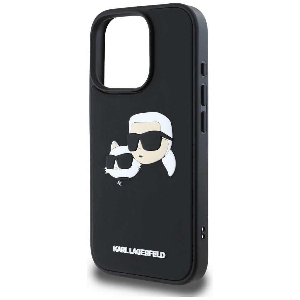 Hoes voor Apple iPhone 16 Pro Max, Karl Lagerfeld, 3D Rubber Karl & Choupette, Zwart