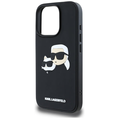 Hoes voor Apple iPhone 16 Pro Max, Karl Lagerfeld, 3D Rubber Karl & Choupette, Zwart
