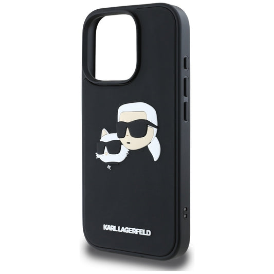Hoes voor Apple iPhone 16 Pro Max, Karl Lagerfeld, 3D Rubber Karl & Choupette, Zwart