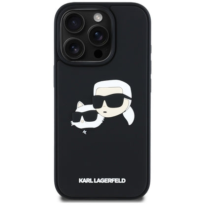 Hoes voor Apple iPhone 16 Pro Max, Karl Lagerfeld, 3D Rubber Karl & Choupette, Zwart