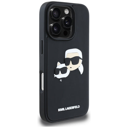 Hoes voor Apple iPhone 16 Pro Max, Karl Lagerfeld, 3D Rubber Karl & Choupette, Zwart