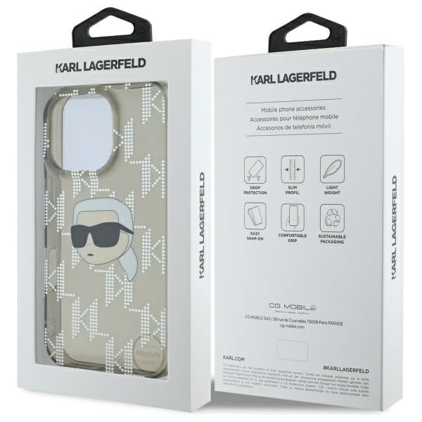 Case for Apple iPhone 16 Pro Max, Karl Lagerfeld, IML Luxury Electroplated Karl's Head, Black