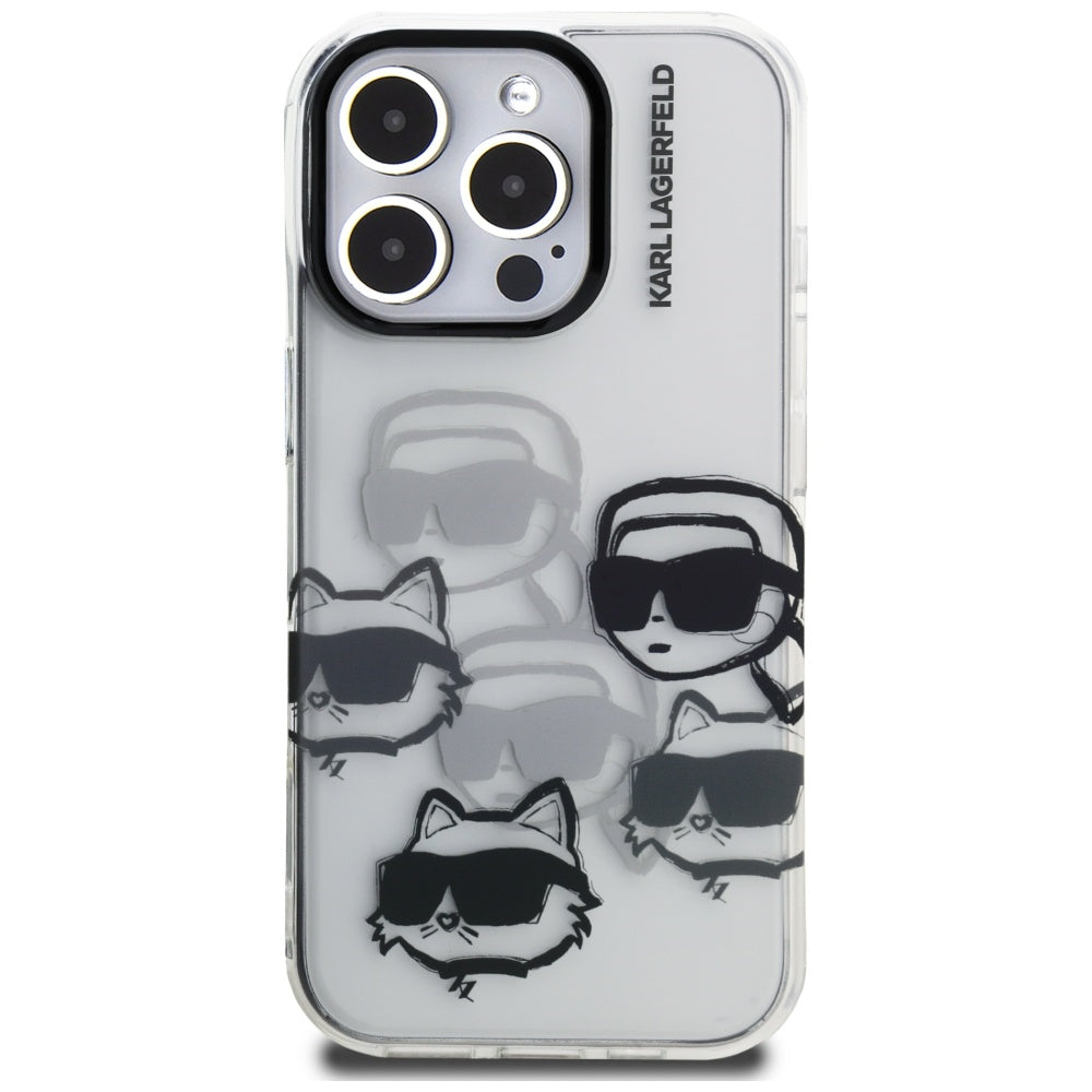 Hoesje voor Apple iPhone 16 Pro Max, Karl Lagerfeld, IML Luxury Multi Head Pattern, Transparant