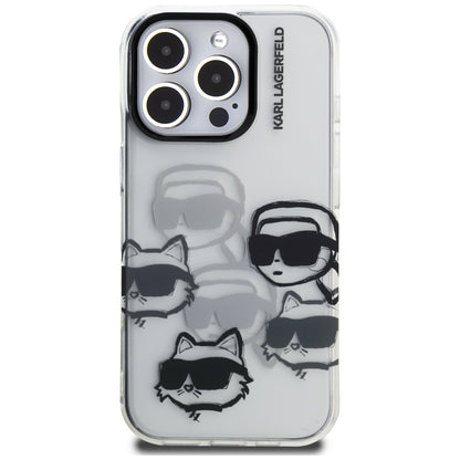 Hoesje voor Apple iPhone 16 Pro Max, Karl Lagerfeld, IML Luxury Multi Head Pattern, Transparant