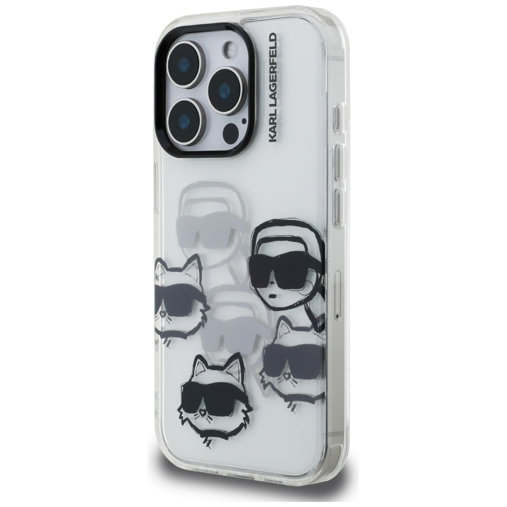 Hoesje voor Apple iPhone 16 Pro Max, Karl Lagerfeld, IML Luxury Multi Head Pattern, Transparant