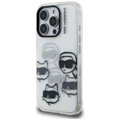 Hoesje voor Apple iPhone 16 Pro Max, Karl Lagerfeld, IML Luxury Multi Head Pattern, Transparant