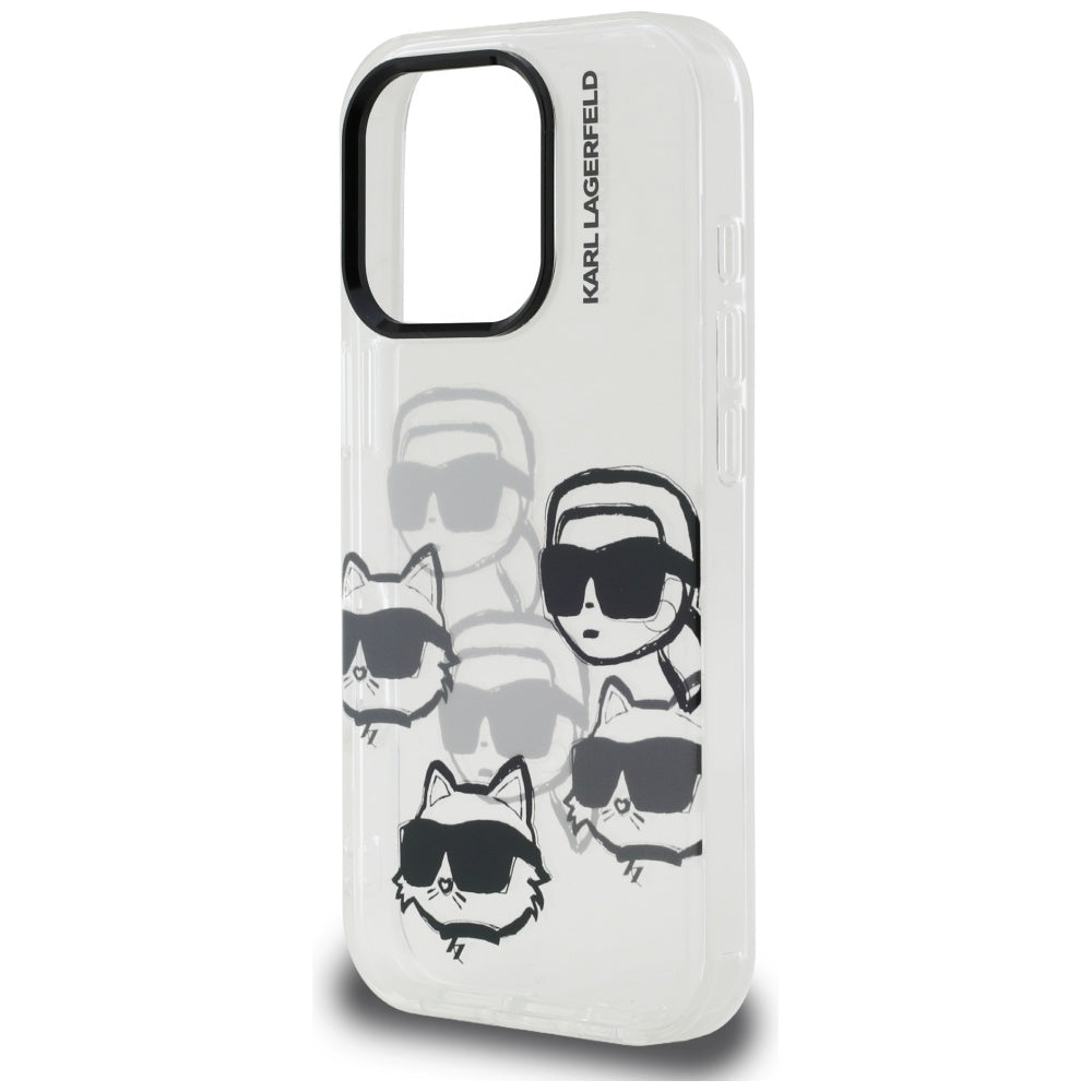 Hoesje voor Apple iPhone 16 Pro Max, Karl Lagerfeld, IML Luxury Multi Head Pattern, Transparant