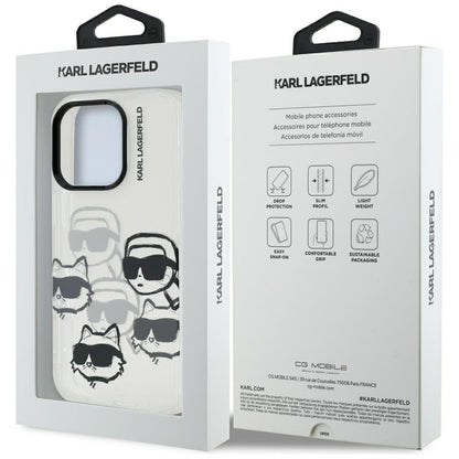 Hoesje voor Apple iPhone 16 Pro Max, Karl Lagerfeld, IML Luxury Multi Head Pattern, Transparant
