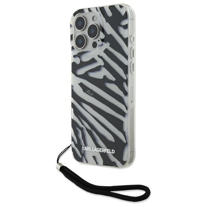 Hoes voor Apple iPhone 16 Pro Max, Karl Lagerfeld, IML Luxury Zebra Pattern met Band, Zwart