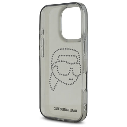 Hoes voor Apple iPhone 16 Pro Max, Karl Lagerfeld, IML Rhinestones Karl's Head, Zwart